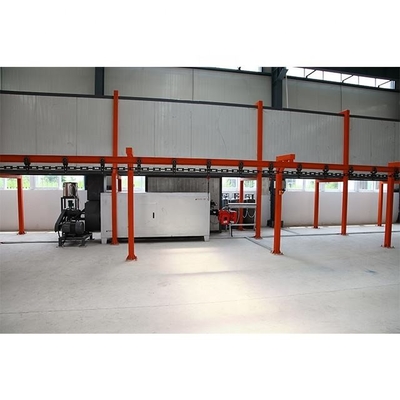 Linea di rivestimento per trasportatori aerei adattabile a diverse dimensioni di prodotto